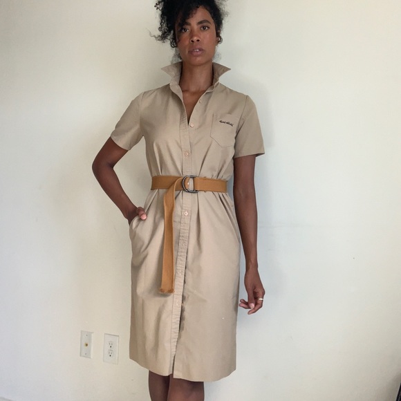 Gloria Vanderbilt Dresses & Skirts - Vintage khaki utility shirtdress